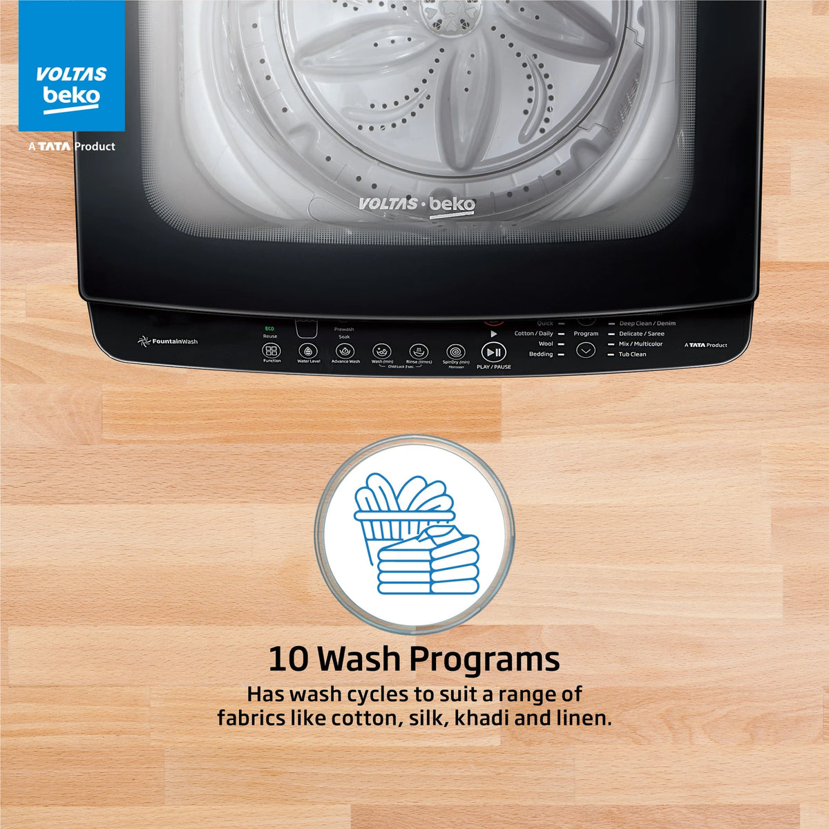 Voltas Beko 8 kg 5 Star Fully Automatic Top Load Washing Machine – WTL8011AU