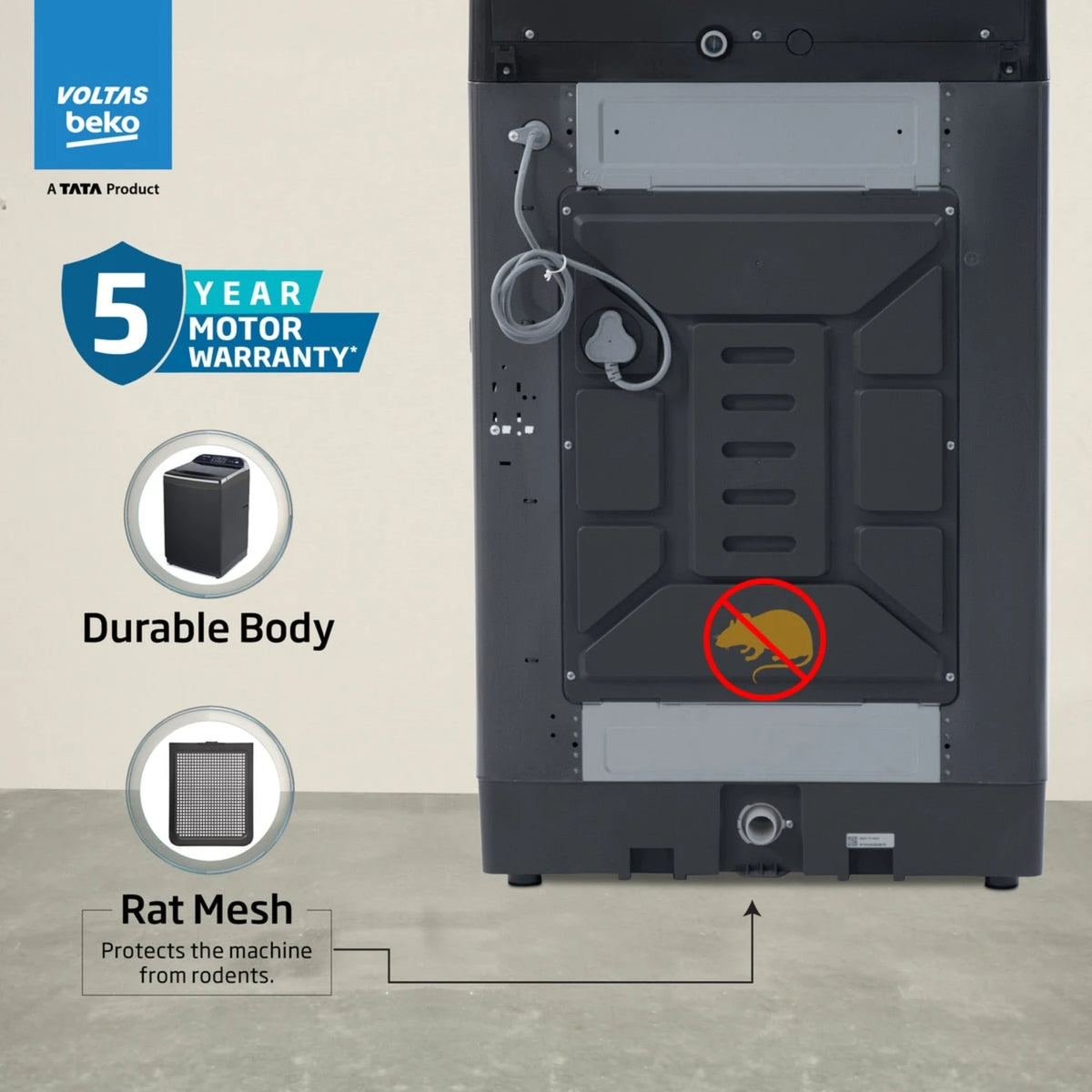 Voltas Beko 9 kg 5 Star Fully Automatic Top Load Washing Machine with In-Built Heater – WTL9006UEAH