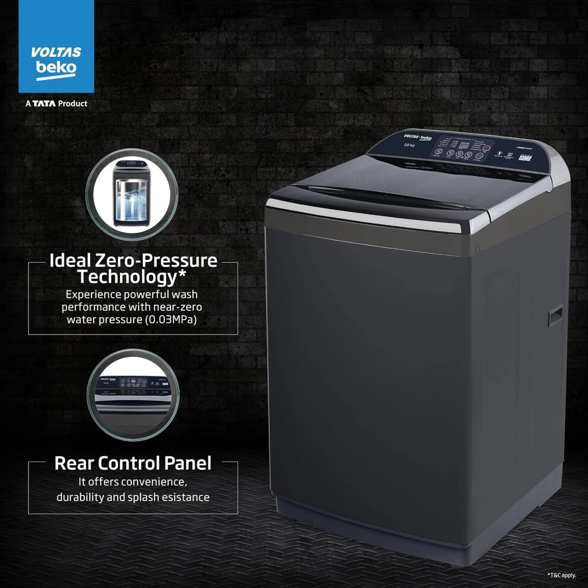 Voltas Beko 9 kg 5 Star Fully Automatic Top Load Washing Machine with In-Built Heater – WTL9006UEAH