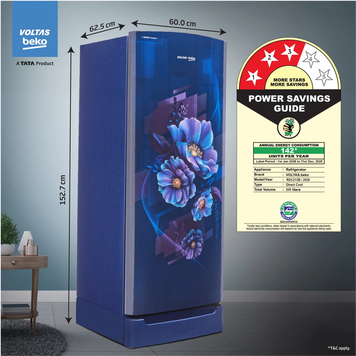 Voltas Beko 175 L 2 Star Direct Cool Single Door Refrigerator – RDC208D1
