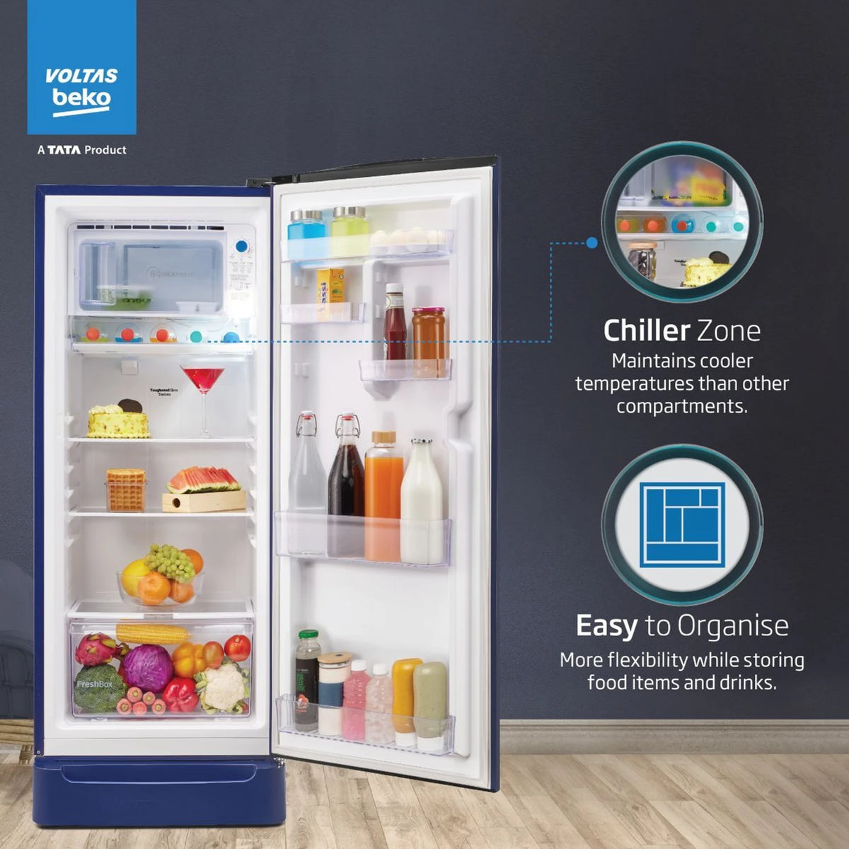 Voltas Beko 175 L 2 Star Direct Cool Single Door Refrigerator – RDC208D1