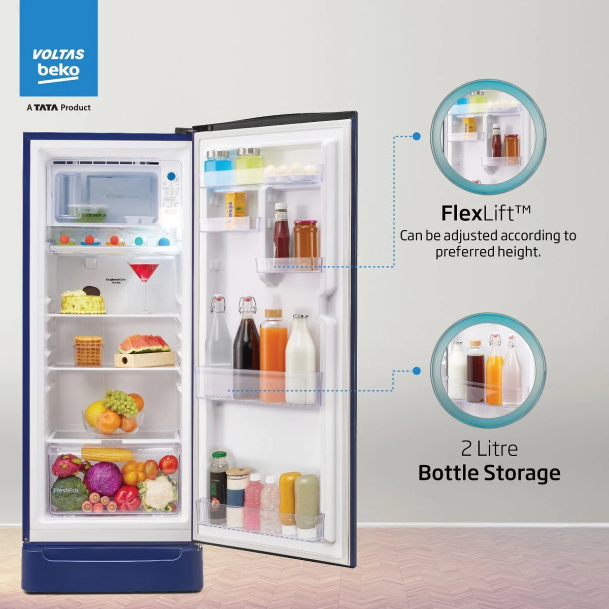 Voltas Beko 175 L 2 Star Direct Cool Single Door Refrigerator – RDC208D1