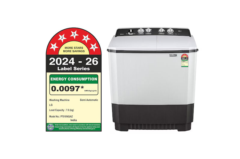 LG 7 Kg 5 Star Semi Automatic Top Load Washing Machine – P7010NGAZ
